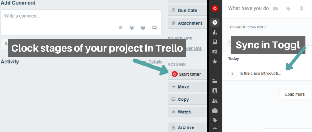 trello card and toggl integration